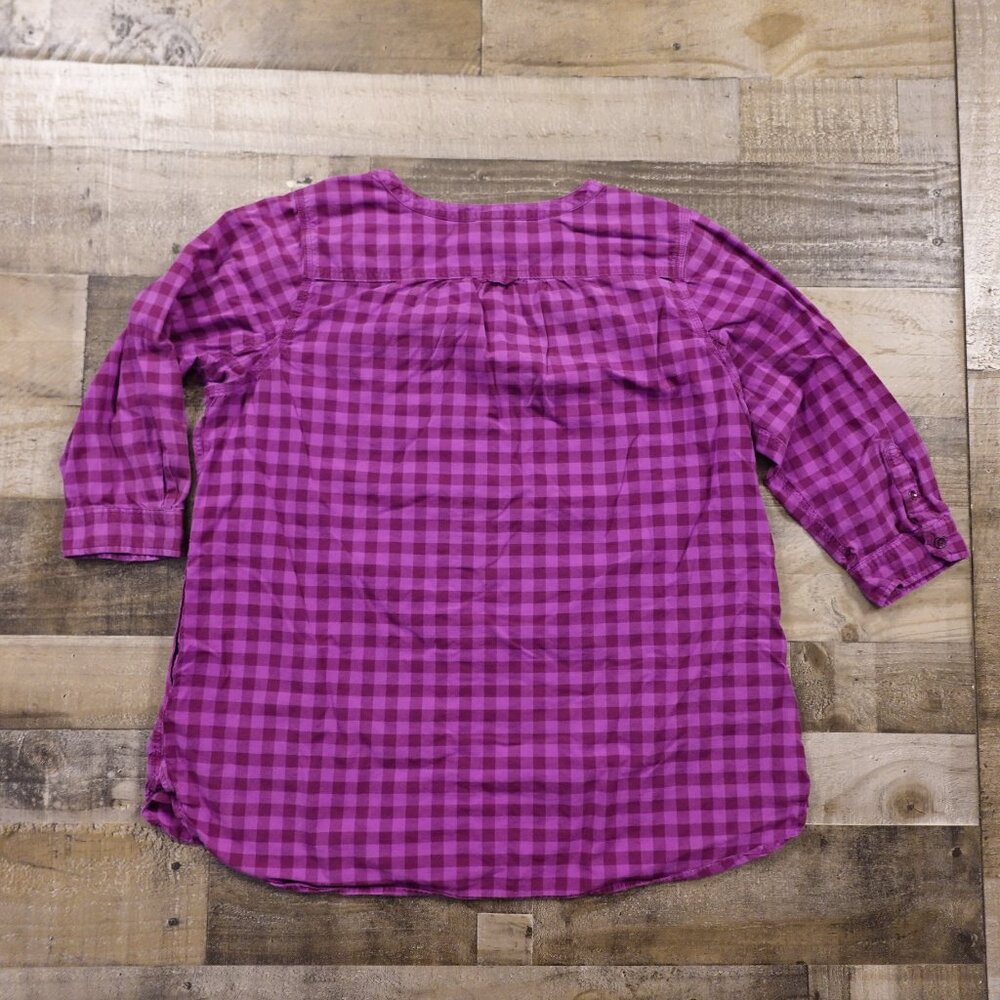 Duluth Trading‎ Organic Cotton Plaid Button Shirt 3/4 Sleeve Women’s 2XL Purple - Picture 10 of 10